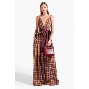 STAUD Mika Jumpsuit. Color Mocha Plaid. Size XS.